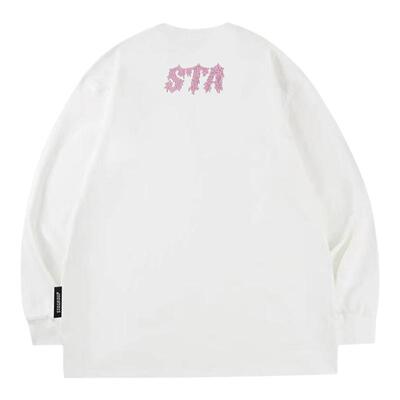 STA新哥特式融化字母印花长袖T恤