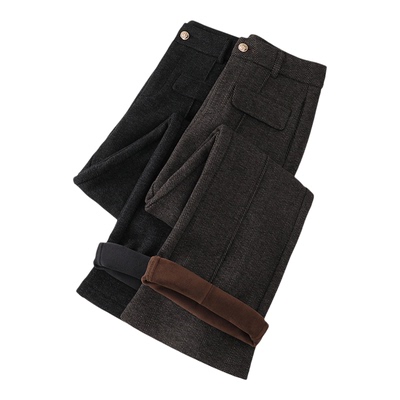 九分加厚毛呢微喇裤女2025秋冬季新款喇叭裤高腰显瘦加绒爆款裤子