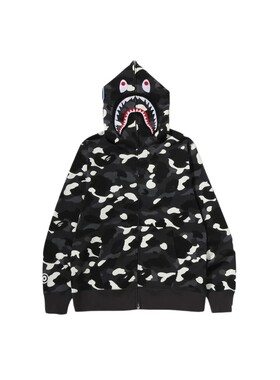 BAPE夜光迷彩图案全拉链鲨鱼卫衣