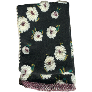 2025周给给韩版花朵针织围巾女冬季保暖百搭黑色毛线围脖新年礼物