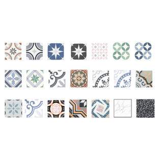 北欧防滑彩色拼花小花砖250×250厨房卫生间阳台背景全瓷墙砖地砖