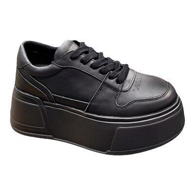 真皮内增高8-10cm厚底轻便2026新款女款小个子百搭全黑松糕小白鞋