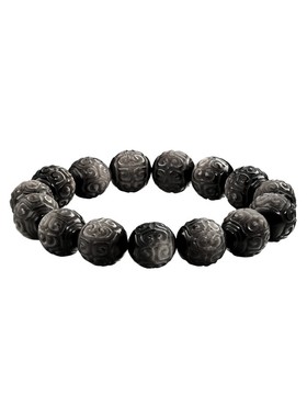 周大福吉祥回纹黑曜石宝石手链