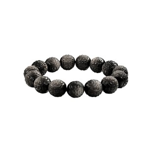 周大福潮酷百搭吉祥回纹黑曜石宝石手链男士EOV83送男友