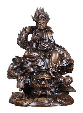 仿实木菩萨客厅供奉风水观音佛像