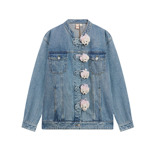 【小狗玩偶】LALABOBO牛仔夹克25年秋新原创新中式盘扣刺绣外套