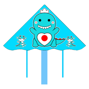 霸王龙风筝儿童风筝潍坊新款小三角长尾双尾卡通恐龙风筝好飞带线