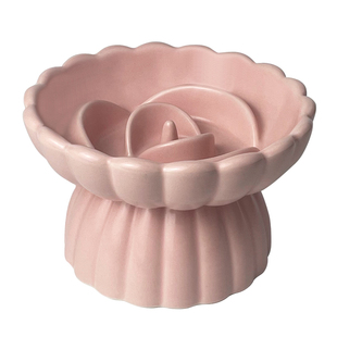 陶瓷宠物碗花朵慢食碗防噎缓食高脚猫碗护颈猫粮碗猫食盆