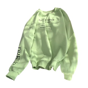 2025清仓优惠春秋款圆领卫衣女薄款宽松套头无帽长袖印花外套