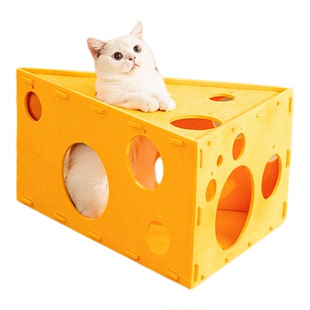 毛毡奶酪盒猫抓板猫窝上下两层猫爪板磨爪器钻洞不掉屑猫咪玩具