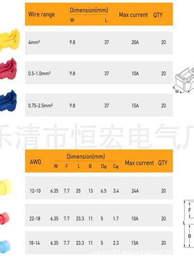 120pcsT型免破线主线分支接线夹连接器快速接线端子组合盒装