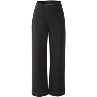 娅丽达加绒锁色宽直筒牛仔裤女2025新款冬奥粒绒宽松小个子直筒裤