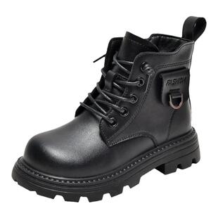 男童马丁靴2025秋冬新款童靴中大童真皮女童春秋短靴儿童加绒靴子