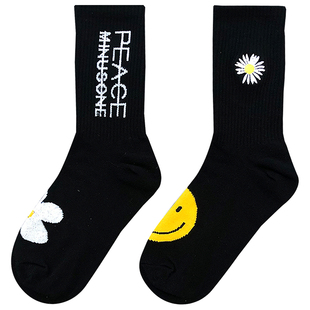 潮牌权志龙GD同款AF1小雏菊花朵袜子中筒男女搭配AJ1联名款长筒袜