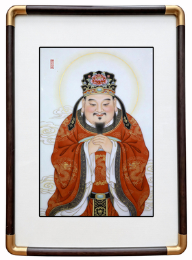 四九艺社 景德镇新中式吉庆盈门图瓷板画玄关客厅茶室国风装饰画