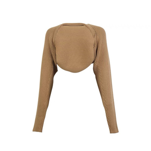 YSH/针织半截罩衫 秋冬瑜伽保暖开衫外套运动健身服红色毛衣披肩