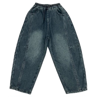 秋冬加绒弯刀牛仔裤男童洋气新款加厚长裤儿童保暖冬装休闲裤潮