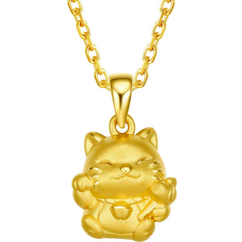 周六福黄金如意灵猫吊坠