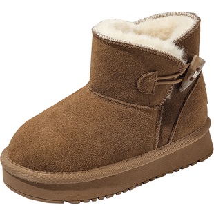 百丽童鞋儿童雪地靴冬季男女童加绒加厚保暖棉靴防滑软底宝宝短靴