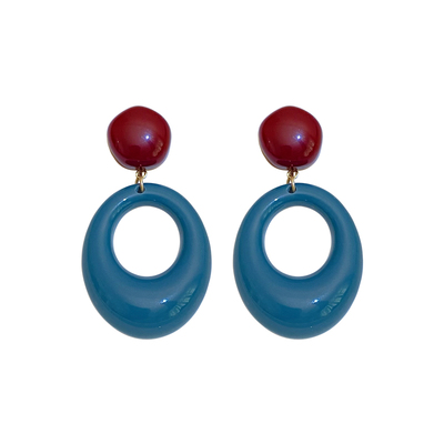 港风树脂材质撞色圆圈耳环女