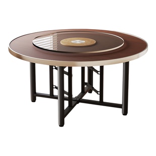 实木大圆桌面板家用折叠餐桌10人15带转盘圆台面餐厅酒店饭桌商用