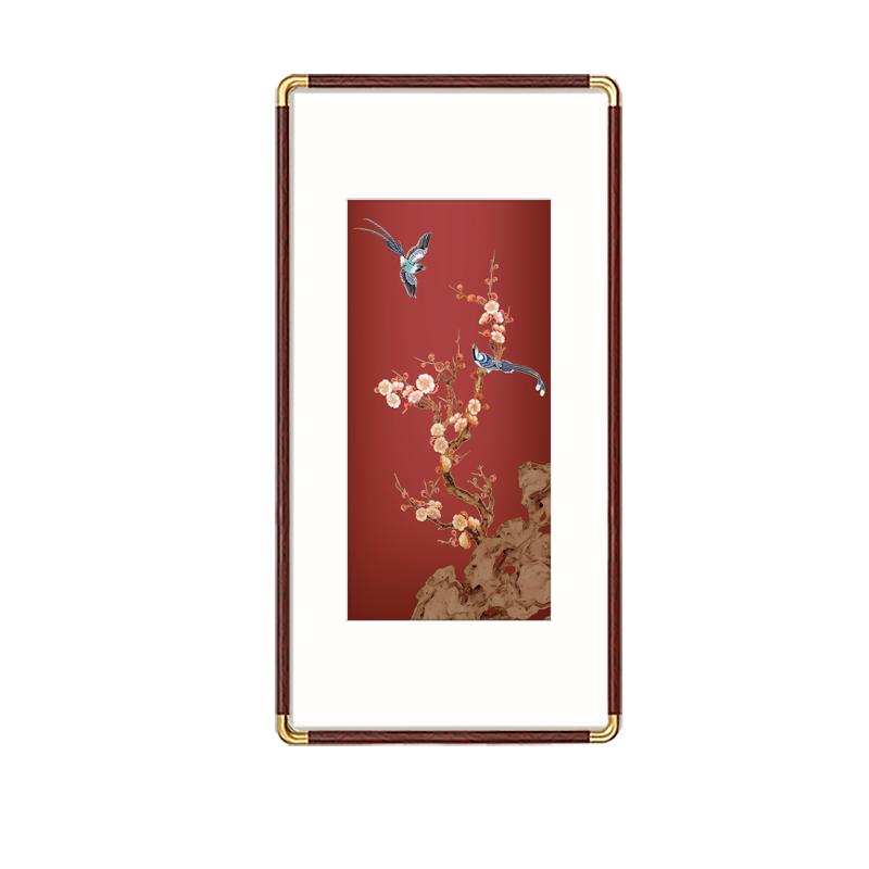 寓意好铜雕画玄关客厅花鸟挂画
