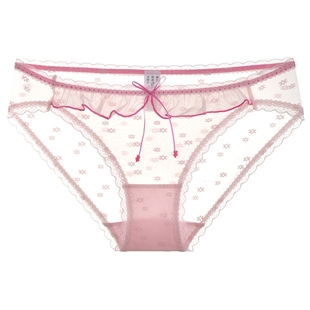 3件129|商场同款MYBODY内裤女清新小花朵提花性感网纱低腰三角裤