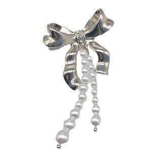 珍珠飘带蝴蝶结胸针固定连衣裙西装装饰别针胸花防走光扣针配饰