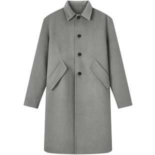 gxg.jeans男装秋冬款羊毛翻领长款单排扣保暖双面商务呢大衣