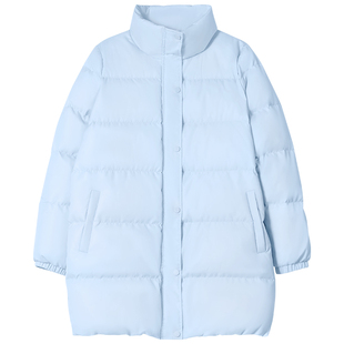 林乔芝2025冬季新款中长款羽绒服女款高领保暖羽绒服面包服