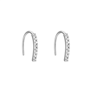 猫蛰S925纯银一字排钻耳钩商务通勤气质百搭简约耳钉小巧精致耳饰