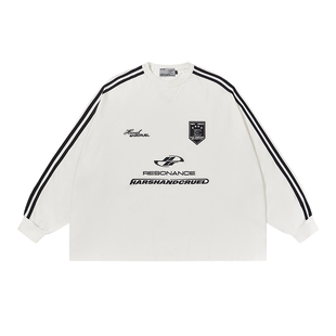 【金瀚 张帅博】harshandcruel 插肩袖运动拼接刺绣圆领长袖T恤