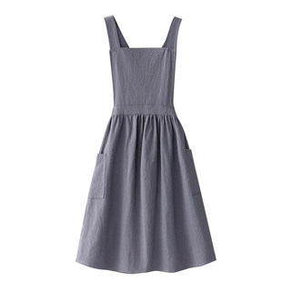 围裙女工作服夏天咖啡奶茶烘焙厨房餐饮专用定制印字棉麻透气薄款