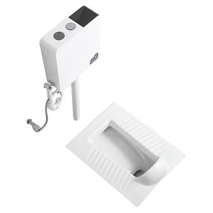 JOMOW带挡头蹲便器脚踏防溅水防滑蹲坑挡头板存水弯防臭感应蹲厕