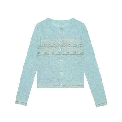 LLANO费尔岛花卉针织开衫秋冬