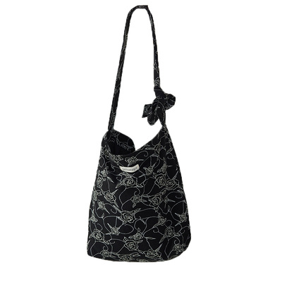 梵花不语慵懒风大容量敞口斜挎包