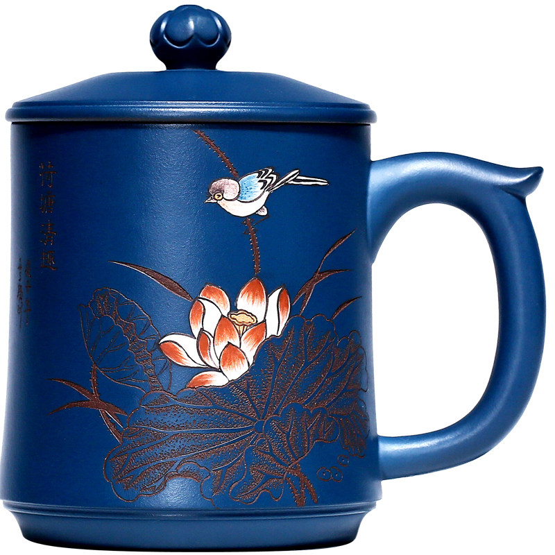 宜兴手工功夫带盖泡茶杯