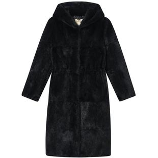 诗篇专选长款连帽H型休闲时尚皮草外套2025冬款