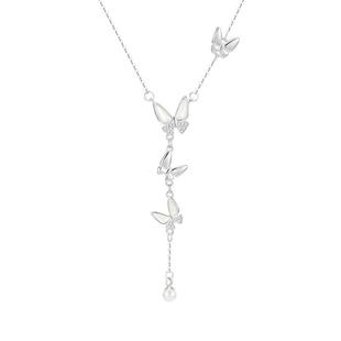 【自营】DAISY BEAUTY 蝴蝶贝壳项链S925银锁骨链小众轻奢设计感