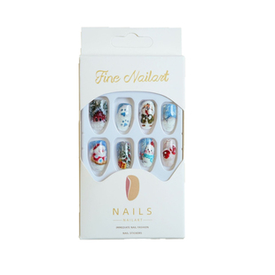 可爱小雪人圣诞老人cos穿戴美甲贴森林画家童话雪屋成品假指甲片