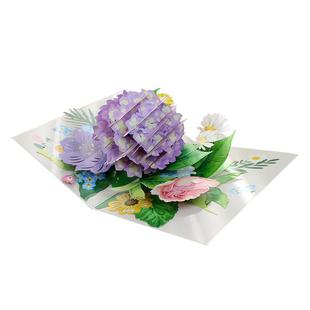 绣球花立体贺卡3D卡片感恩中秋节花卉小清新花朵鲜花生日节日通用