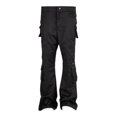 多口袋工装阔腿长裤微喇分割