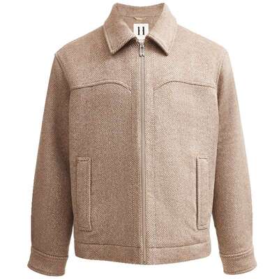 SEASON HIGH春季简约时尚潮流舒适百搭翻领宽松毛呢外套夹克男装