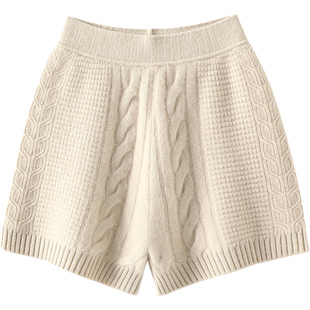 哇！我的心头爱！加厚山羊绒短裤休闲直筒针织裤子女外穿秋冬季