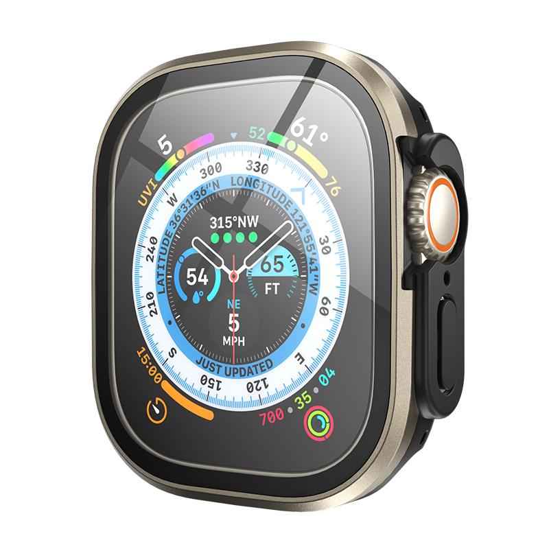 美国SwitchEasy适用于苹果applewatch S7/8/9手表壳膜一体40/41/44/45/49mm透明防摔Ultra1代钢化玻璃保护壳