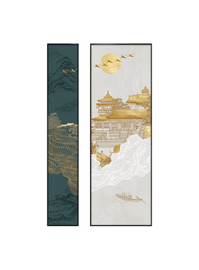 新中式客厅装饰画山水楼阁水墨画