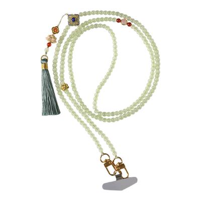 原创手作长款斜跨可背手机链琉璃串珠流苏新中式国风手机挂绳挂件