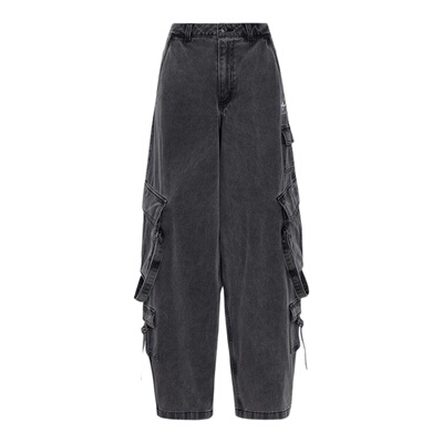 【自营】ADIDAS阿迪达斯三叶草女工装风牛仔多口袋直筒长裤KU9535