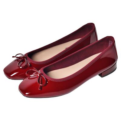 reemoor方头蝴蝶结小红鞋单鞋