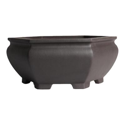 蔓木人紫砂六角黑泥面包盆景盆